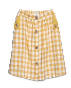 [WANDER &amp; WONDER] Button Skirt cannary check [3-4Y]