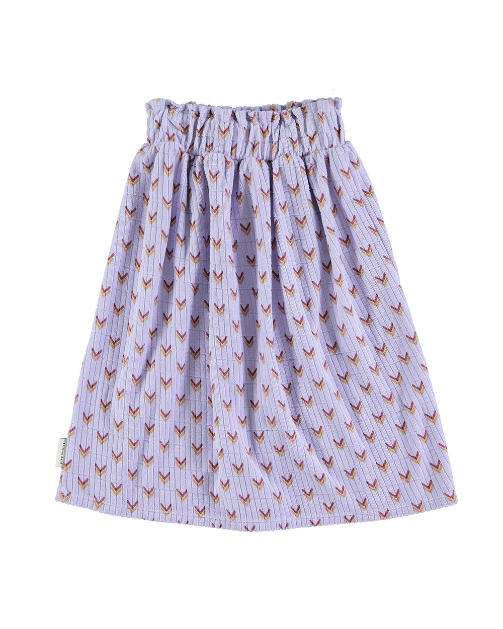 [ PIUPIUCHICK ]  Long terry cotton skirt | Lilac w/ multicolor arrows