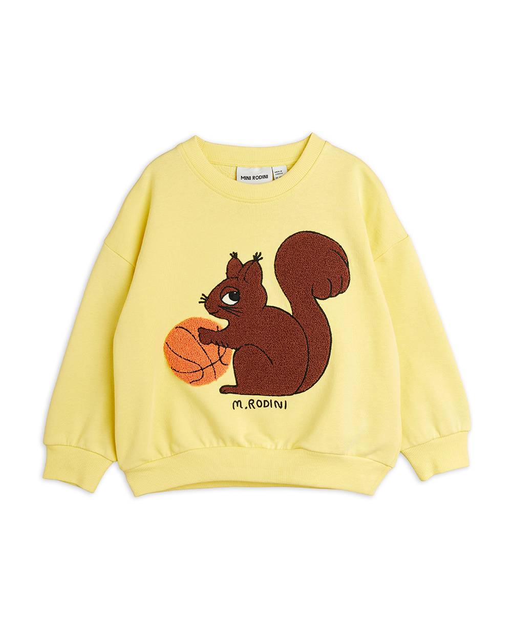 [MINIRODINI] Squirrel chenille emb sweatshirt (YELLOW) [116/122]