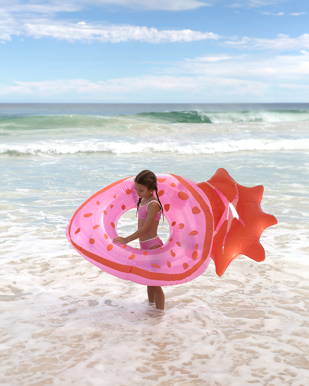 [ SUNNY LIFE ] Luxe Tube Pool Ring Strawberry Pink
