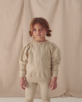 [MYLITTLECOZMO] Organic puff-sleeved girls sweatshirt /Stone [3Y]