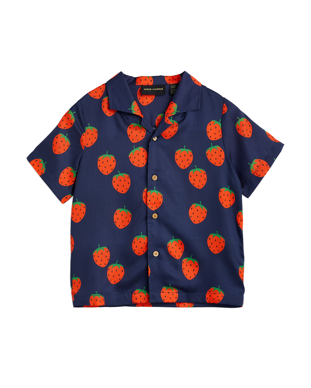 [ MINIRODINI] Strawberries aop woven ss shirt [128/134]