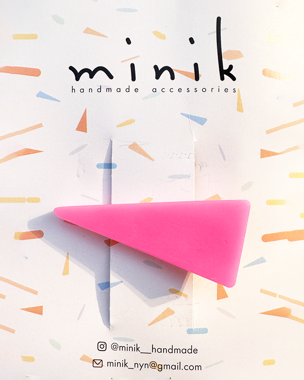 [MINIK] hair pin - triangle / hot pink